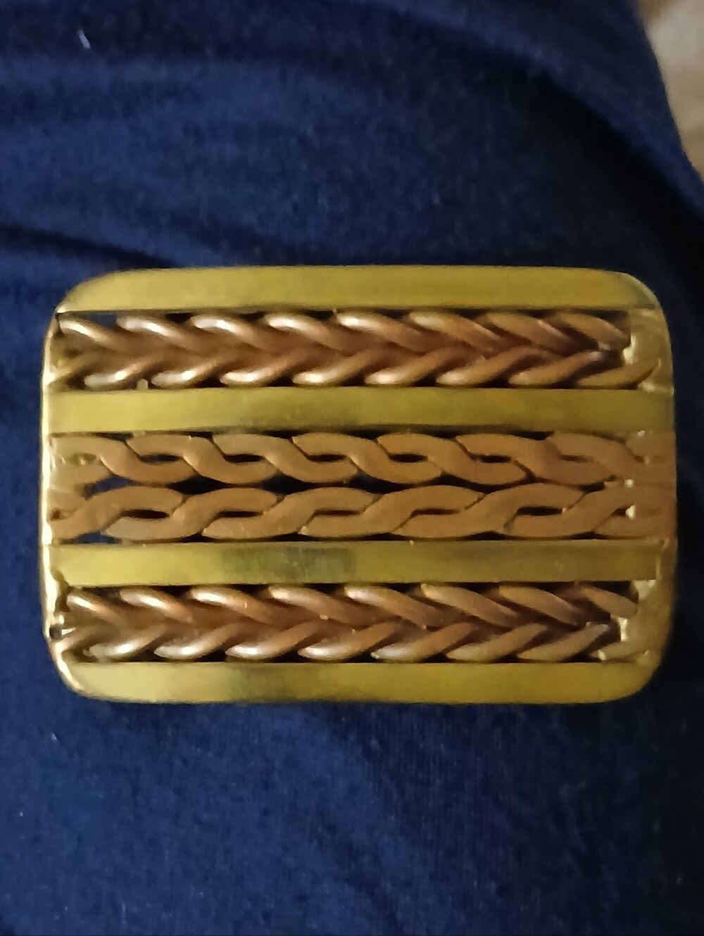 Vintage 1960s Braided Brass/ Copper Belt Buckle Hand Forged